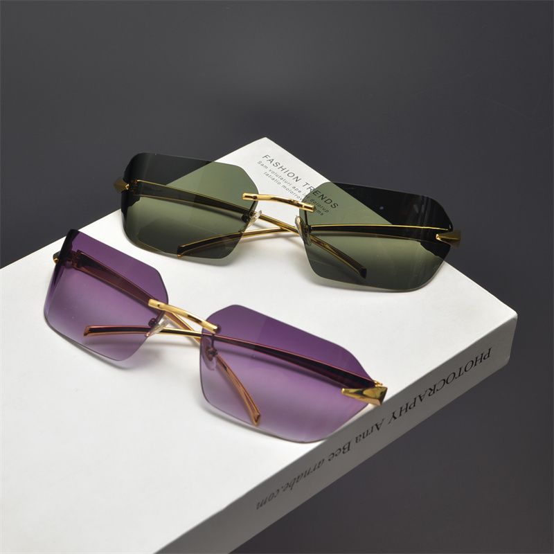 LazyZoom, occhiali da sole quadrati in metallo senza montatura, stile retrò europeo-americano, per uomo e donna, alla moda e di grande formato._voghion.com