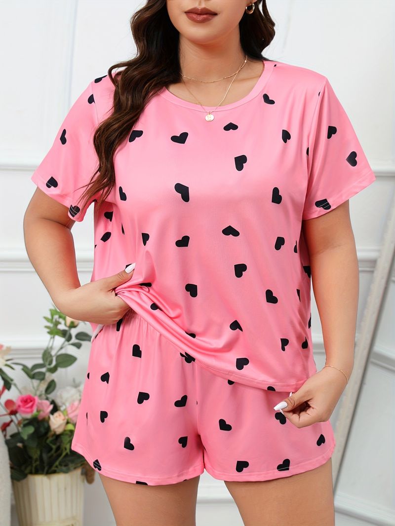 Summer large size short-sleeved shorts women's plus size pajamas set _voghion.com