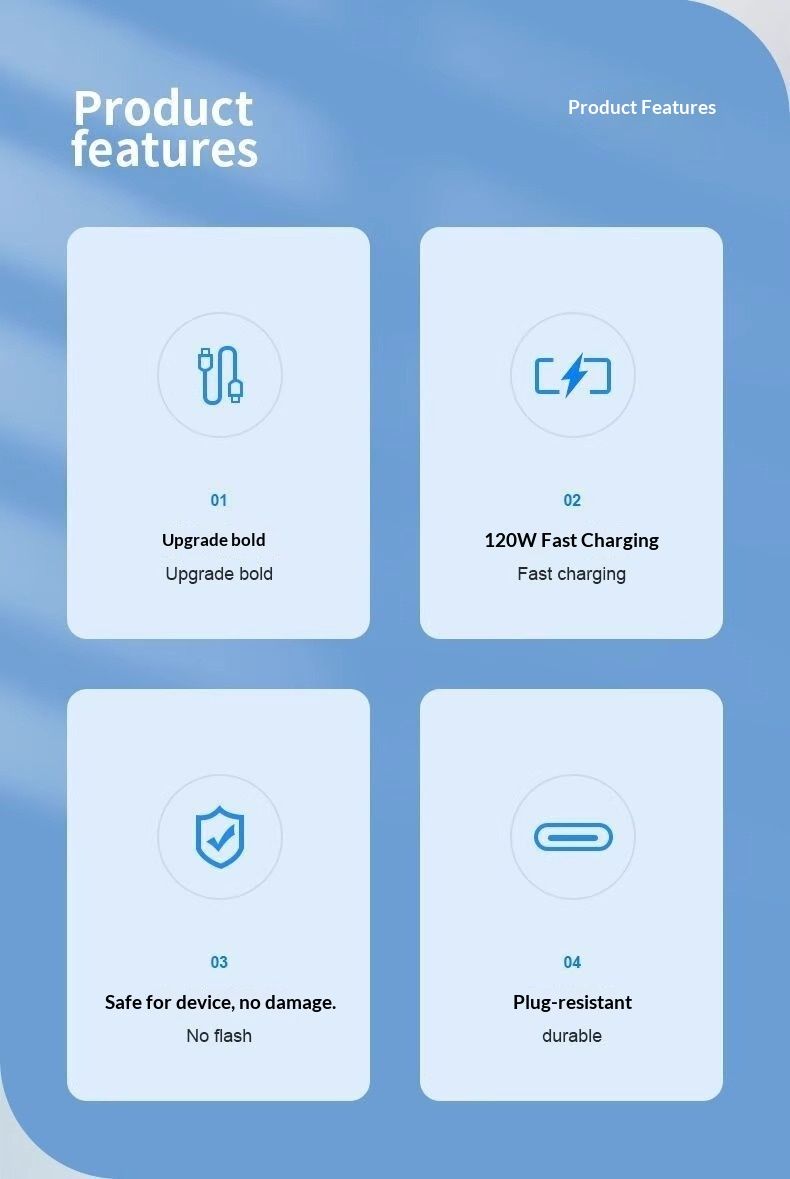 Câble de charge Digitex 120 W renforcé 6 A ultra-rapide Python compatible avec les téléphones Android Huawei Type-C_voghion.com