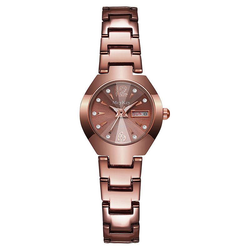 McyKcy New Tungsten Steel Watch With Rhinestones, Digital Round Business Quartz Men's Watch, Gold And Silver_voghion.com