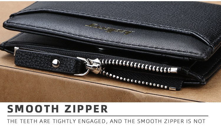 Men's short wallet baellerry version with multiple card slots for driver's license card holder thin zipper buckle coin purse_voghion.com