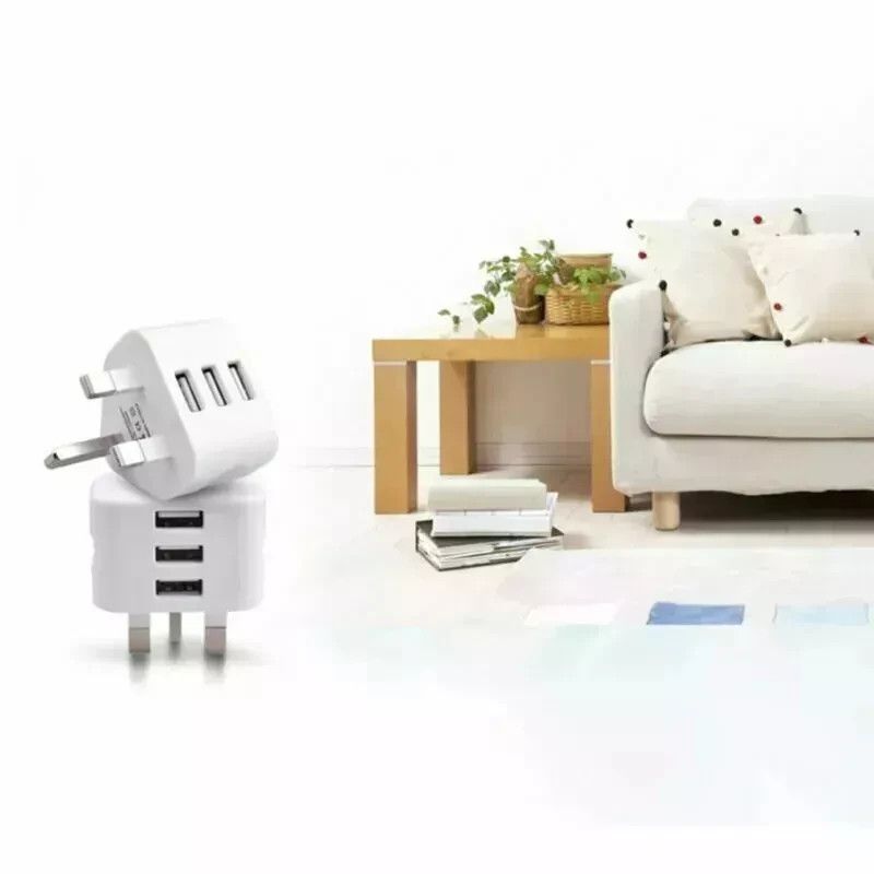 UK 3 Pin Dual USB Stecker Adapter Netz Wand Ladegerät 1/2/3-Port Für Handys Tablet_voghion.com
