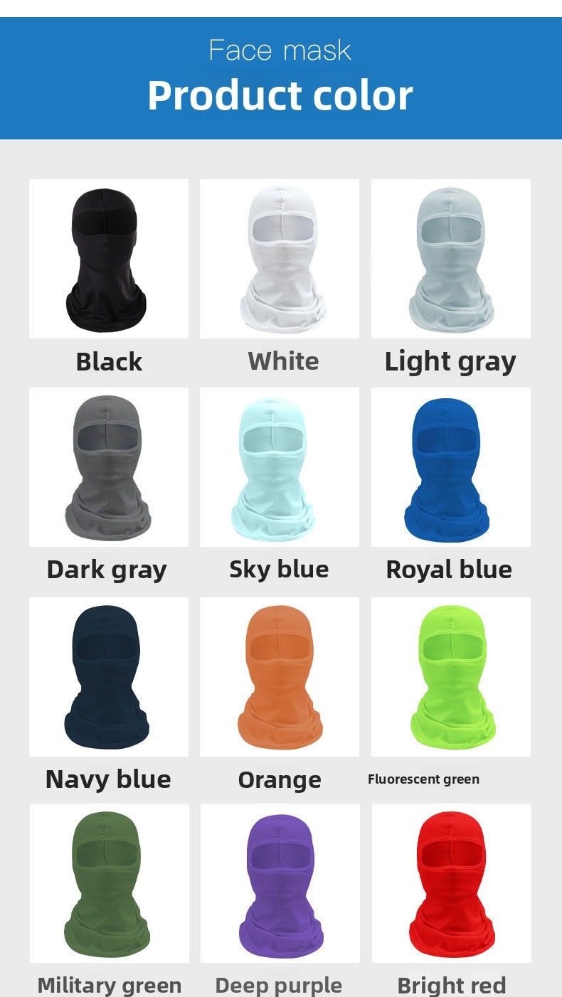 Masque de cyclisme intégré pour moto, couvre-tête, protection solaire, cache-cou en lycra fin et soie glacée pour homme, protection intégrale du visage_voghion.com