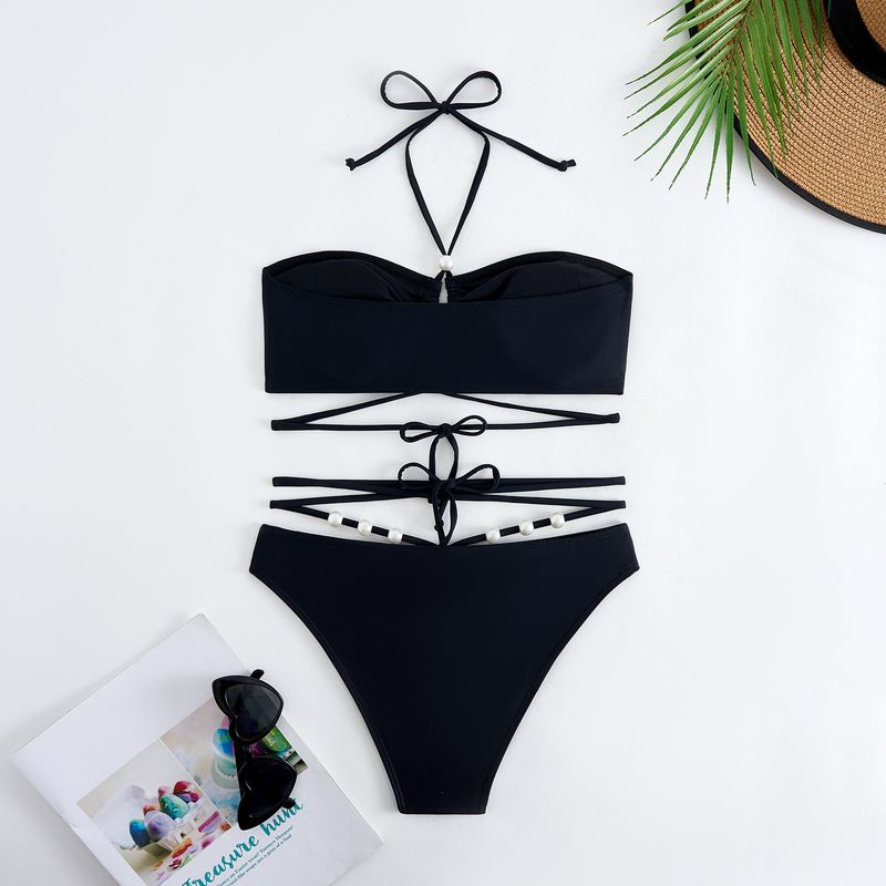Maillot de bain trois pièces pour femme, nouvelle collection, sexy, décolleté en V, jupe portefeuille en mousseline de soie_voghion.com