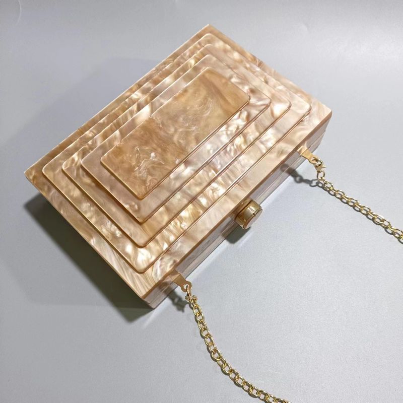Borsa da donna, borsa da pranzo, borsa con cuciture retrò, tendenza, borsa a tracolla in acrilico con catena, per ragazza_voghion.com