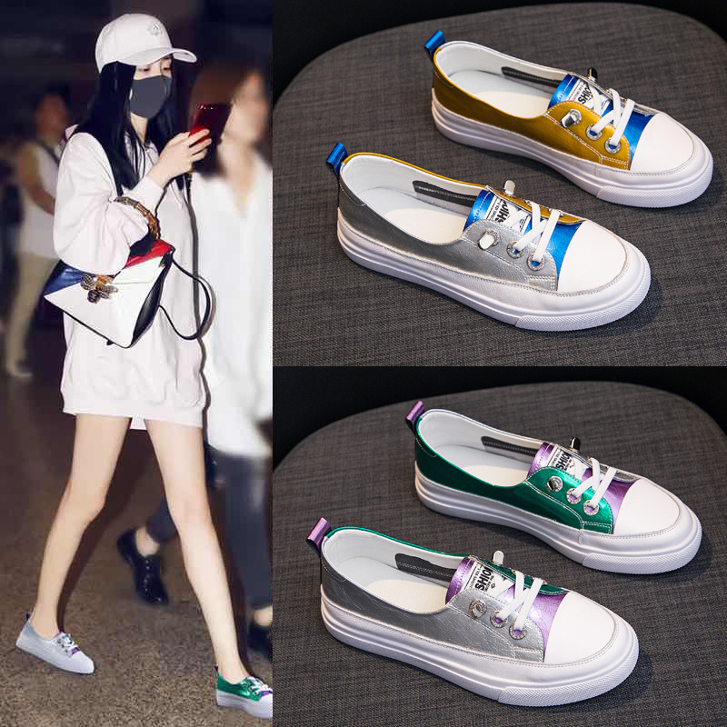 Genuine leather small white for women in spring 2024, new versatile one legged shallow mouth single shoe, cowhide color_voghion.com