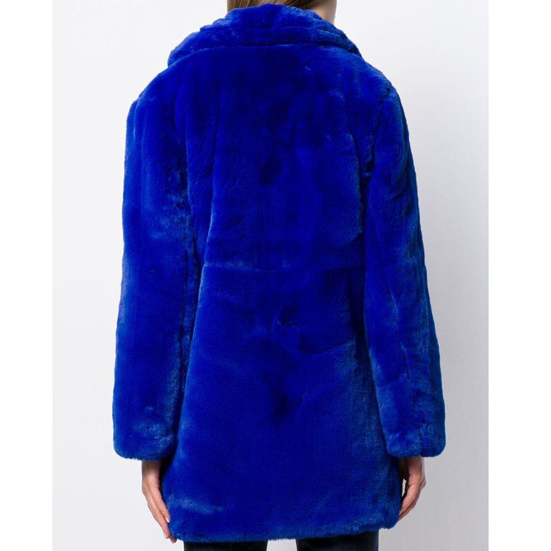 Women's mid-length imitation fur coat loose fluffy soft lamb wool warm coat_voghion.com