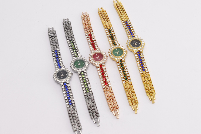 Women's Watch With Colorful Bracelet, Fashionable Diamond-Studded Quartz_voghion.com