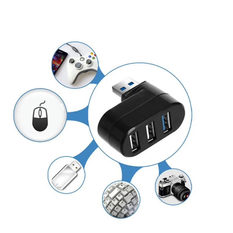 Universal Mini Drehbare 3 Ports USB 3.0 + 2,0 Hub High Speed Daten Transfer Splitter Adapter Für Laptop Buch Computer PC_voghion.com