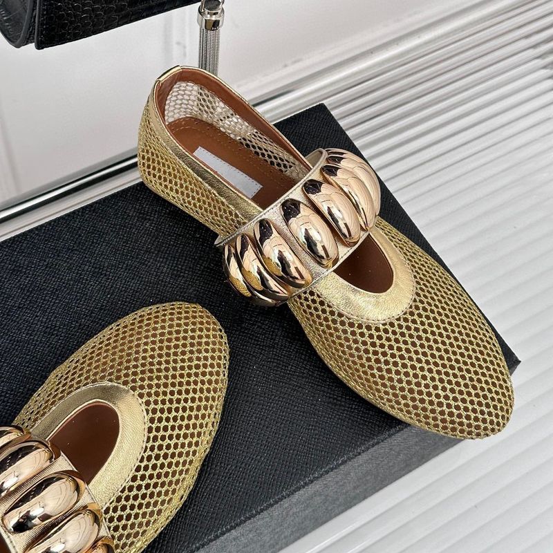 Mary Jane Ballerinas – Atmungsaktive Schuhe mit metallischer Schnalle und Mesh (Bequem, stylisch, leicht für Damen, für den Sommer, Freizeit und zum Tanzen)_voghion.com