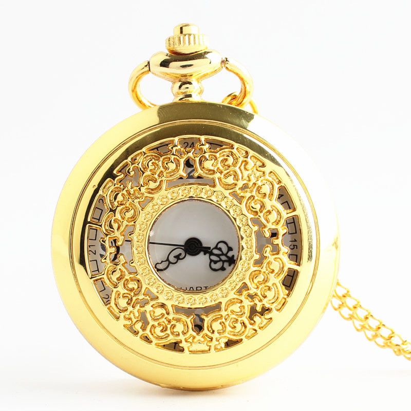 Vintage Nostalgic Flap Quartz Pocket Watch Hollow Flower Carving Necklace Antique Pendant Watch Work Daily Birthday Anniversary Valentine's Day Gift_voghion.com