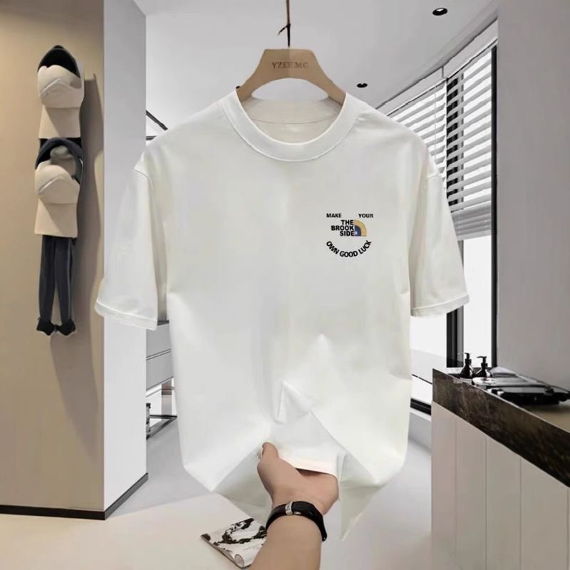 Nuove magliette in cotone a mezza manica, tendenza moda, scollo rotondo, slim, stampate, a maniche corte_voghion.com