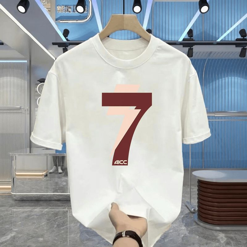 European Station High-end, tung kortärmad topp för män Andas Trendigt märke Mjuk matchande T-shirt Lätt Lyxigt Moderiktig Kortärmad Rund Ne_voghion.com