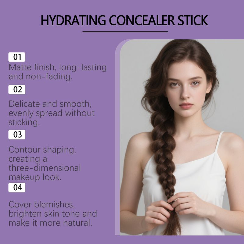 Zephoco Natural Color Täglich tragbar Glattes Gesicht Nasenschatten Kontur 3D Concealer Stick_voghion.com