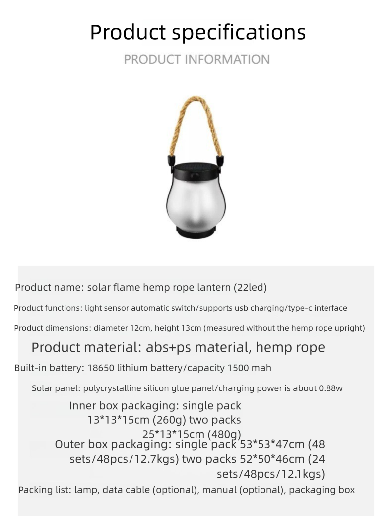 Nowa latarnia ogrodowa z płonącym płomieniem, dekoracyjna, do użytku na zewnątrz, kempingowa, z ładowaniem USB_voghion.com