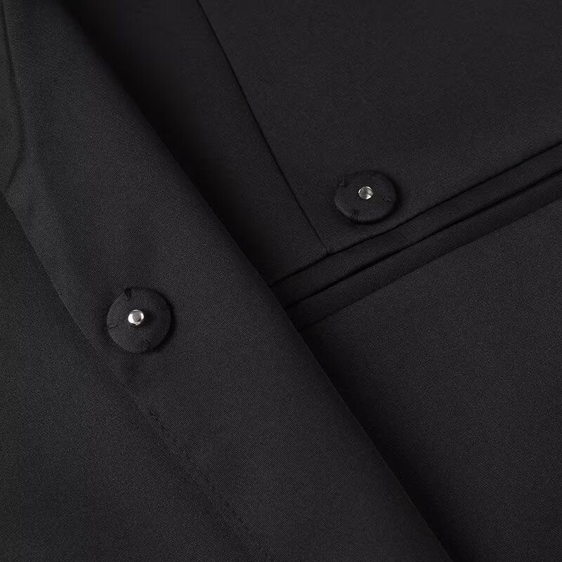 Giacca blazer oversize da donna - Classico cappotto a maniche lunghe con revers a lancia e tasche, in poliestere, casual, da lavoro o da ufficio (nero/grigio/kaki, S/M/L)_voghion.com
