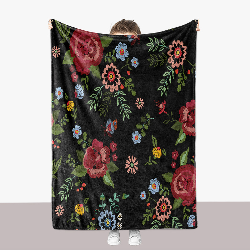 Couverture épaisse en flanelle imprimée en 3D pour canapé, séries fleurs, fleurs et plantes_voghion.com