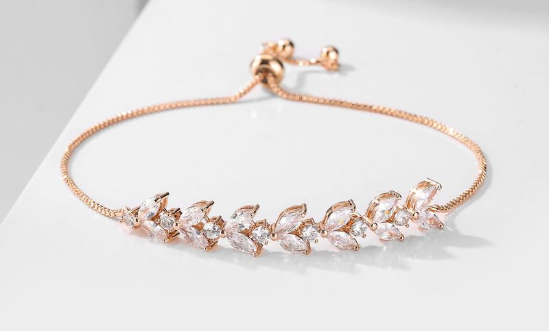 Bracciale alla moda piccolo fresco con foglia di salice occhio di cavallo e zircone, design di nicchia femminile, personalità versatile con cerniera_voghion.com