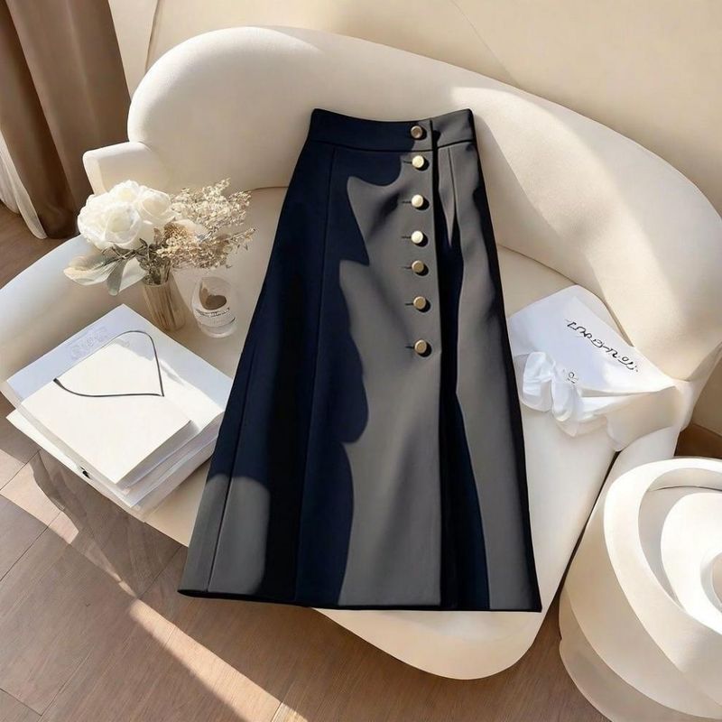 This year's fashion trend is super beautiful high waisted A-line autumn new mid length slimming and sagging feeling,_voghion.com