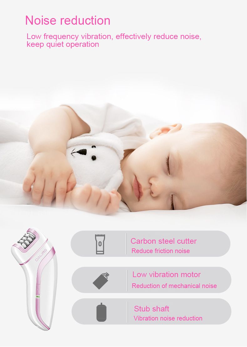DALING DL-6015 Women's USB Rechargeable Hair Removal Epilator With LED Light - Pink/Orange_voghion.com