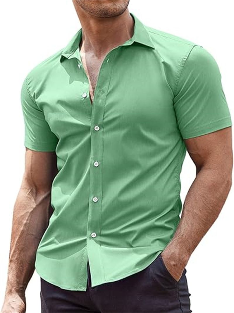 Herrenbekleidung Hemd Kurzarm Casual Button Down Strandhemd_voghion.com