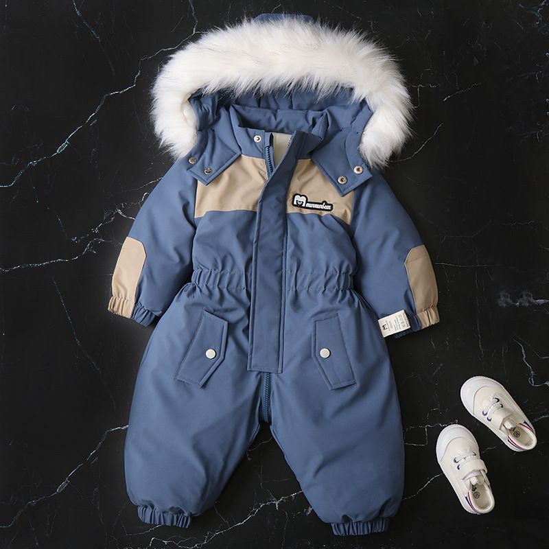 Traje de nieve impermeable y cortavientos para bebé, mono de invierno de una pieza para niños de 1 a 3 años (80-100 cm), traje de esquí térmico con capucha, unisex para niños y niñas._voghion.com