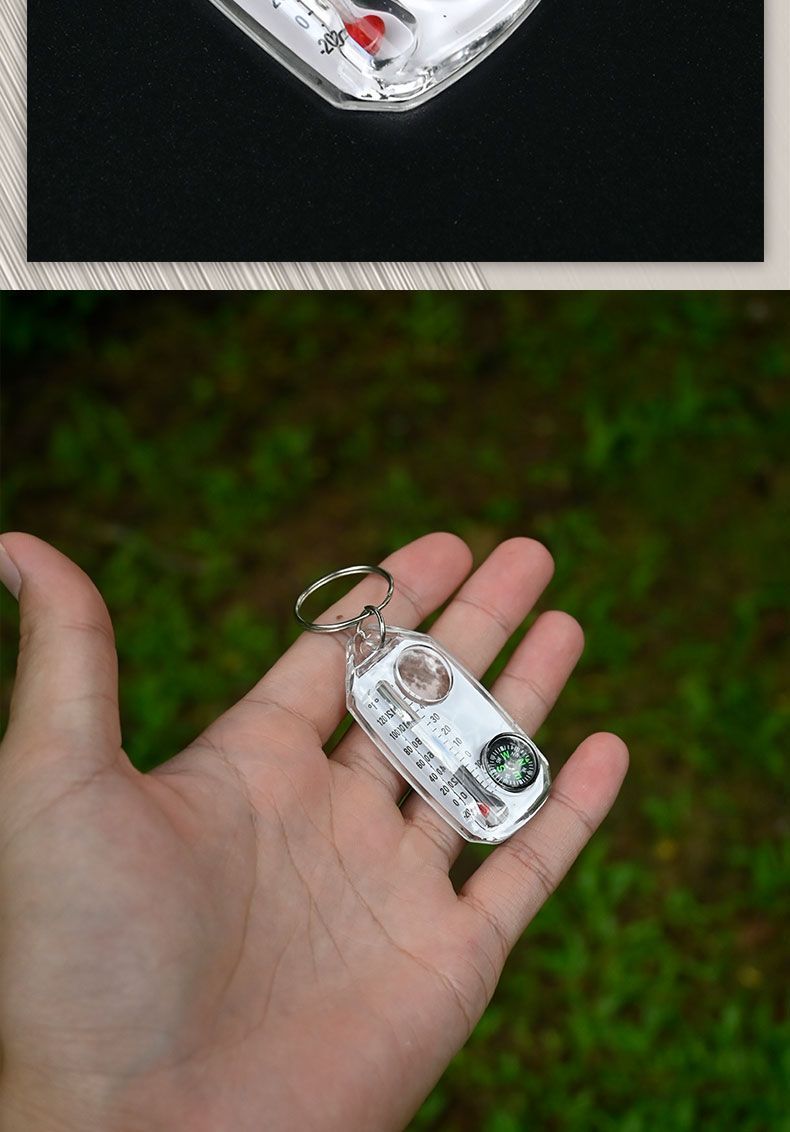 Équipement d'extérieur Thermomètre Loupe Porte-clés Mini boussole portable_voghion.com