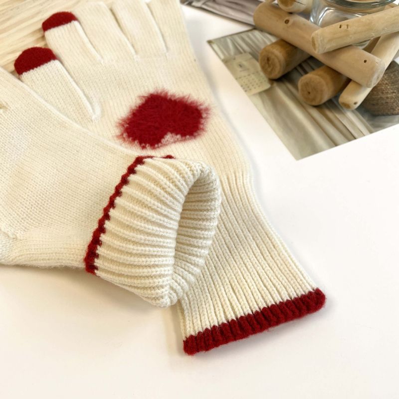 Teléfono de invierno para mujer, de color sólido, abierto, con pantalla táctil, tejido de lana gruesa, cálido, moderno, edición coreana_voghion.com