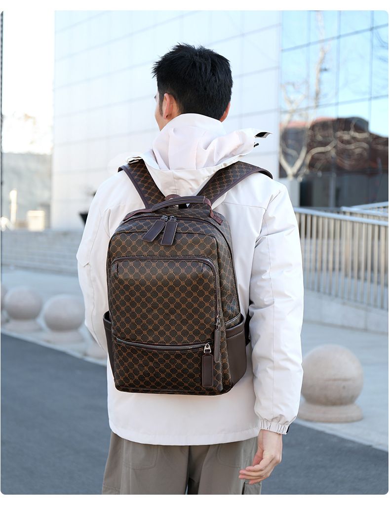 Men's Bags Men's Simple Backpack New Style Fashionable Large Capacity Computer Bag Popular Printing Travel Backpack_voghion.com