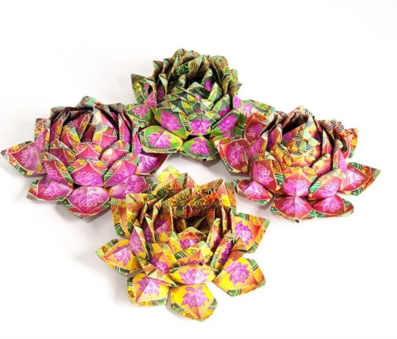 4 colori Qingming Anniversary Five Seven Paper monofacciale stampa a caldo Lotus Yuanbao Origami 19*21,5 cm_voghion.com