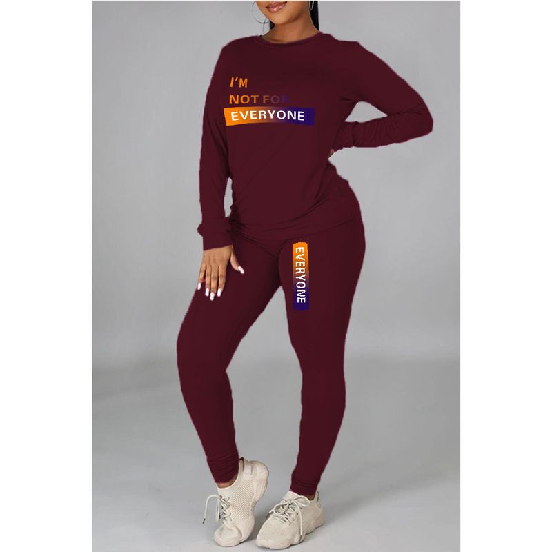Bedrucktes, personalisiertes, lässiges zweiteiliges Set für Damen_voghion.com