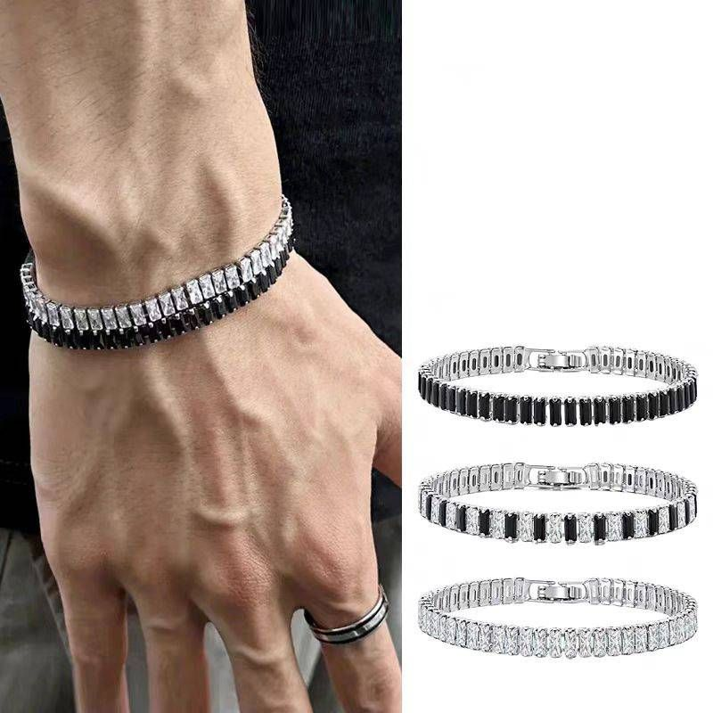 Titanstahl Zirkon Armband Edelstahl Tennisarmband Herren Damen Schmuck_voghion.com