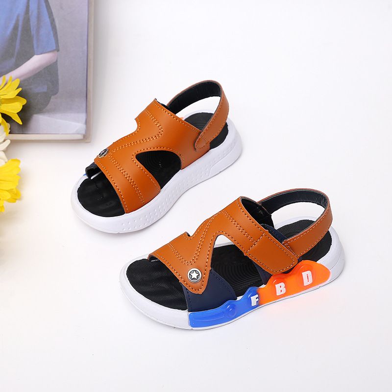 Mutter & Kinder Kinder Klett Strandsandalen 2024 Sommer neue langlebige offene Zehen flache Sandalen Farbverlauf Farbe Babyschuhe_voghion.com