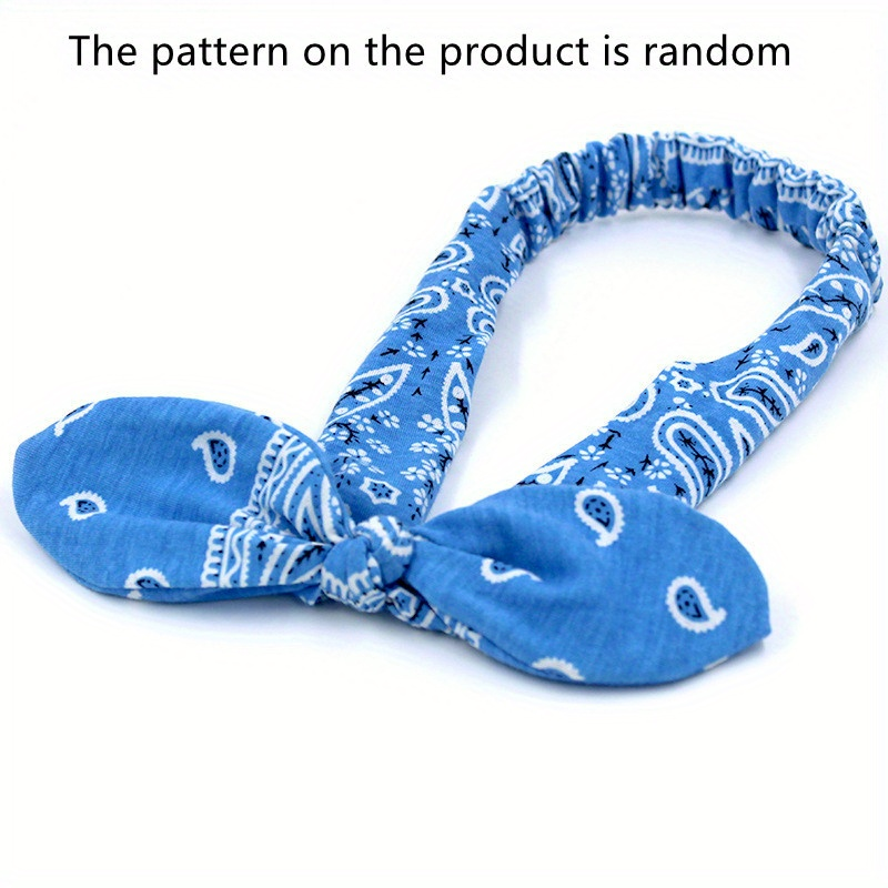 Paisley Print Boho galvos juosta Minkštos galvos juostos Vintage Bowknot elastinės plaukų juostos Plaukų aksesuarai_voghion.com