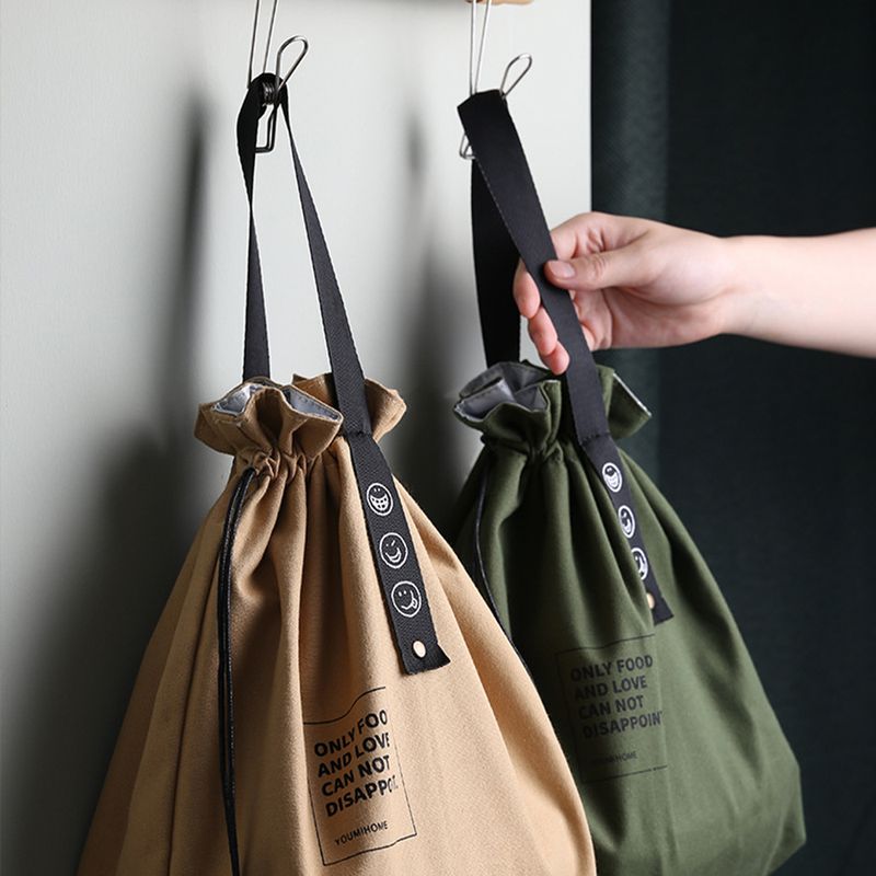 Bolsa de lona con aislamiento térmico y cordón para comida, para picnic, bento, para guardar comida fresca en la escuela._voghion.com