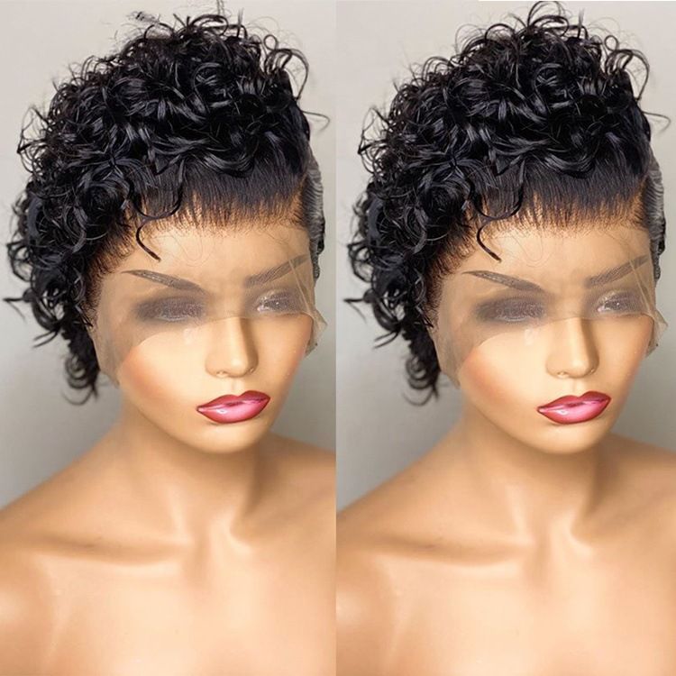 African Roll wig Fluffy trim face small roll roll wig Female wig Rose net non-front lace_voghion.com