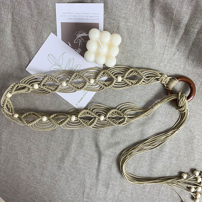 Cintura intrecciata in stile etnico per donna, accessorio, accessorio decorativo versatile casual con nodo in corda per la vita_voghion.com