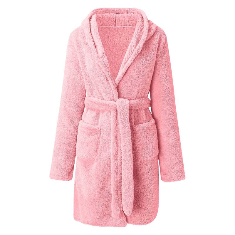Men's autumn and winter warm bathrobe hooded home clothes plush pajamas robe_voghion.com