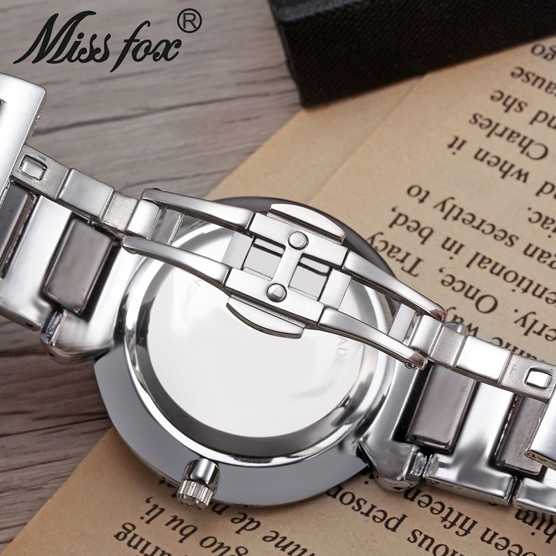 MISSFOX Fashion Trend Crystal Circle Simple Casual White Ceramic Ladies Watch_voghion.com