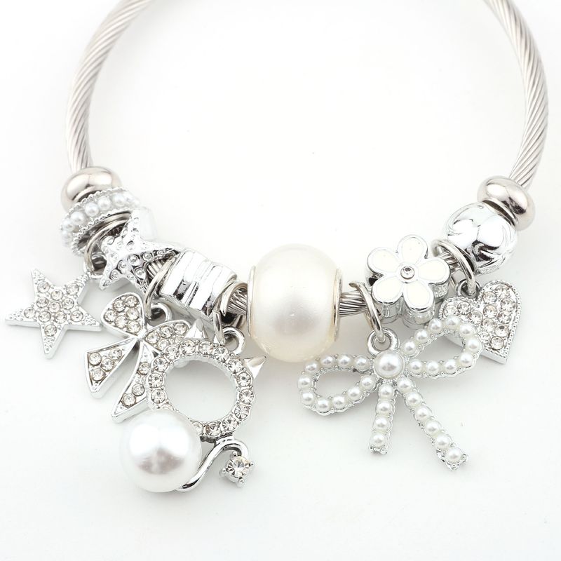 Pans handgefertigtes DIY-Perlenarmband mit Edelstahl-Strass-Schleife – Modeschmuck_voghion.com