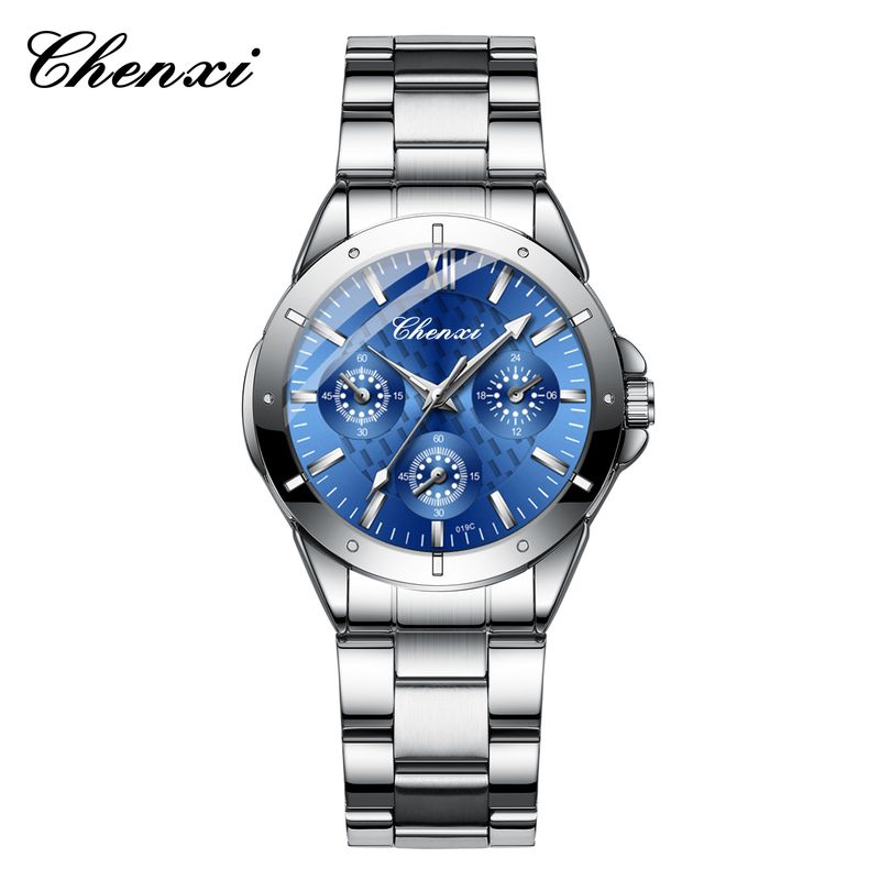 CHENXI Orologi da polso da uomo e da donna, con cinturino in acciaio, impermeabili al quarzo, con tre indicatori decorativi, di marca, per coppie_voghion.com