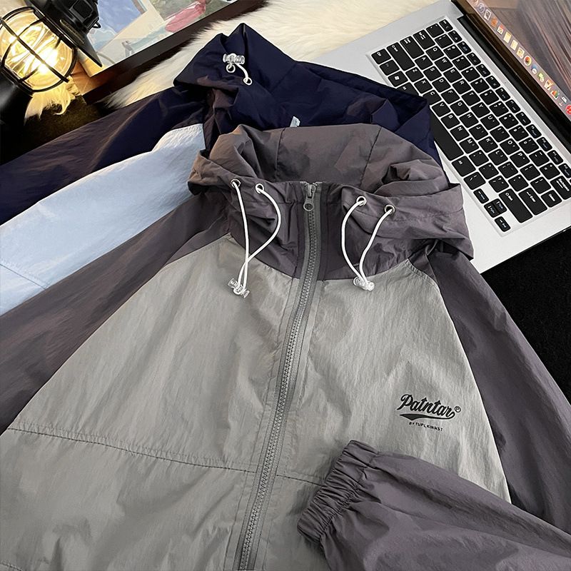 Unschlagbare Qualität, extragroß, 300 Pfund, amerikanischer Stil, mit Kapuze, kontrastierender Sonnenschutz aus Eisseide für den Sommer, dünne, atmungsaktive Jacke für Herren_voghion.com