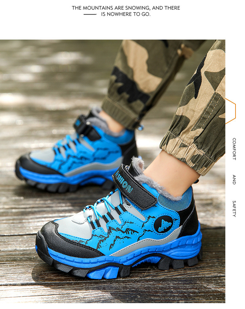 Escursionismo invernale per bambini di grandi e medie dimensioni con scarpe di cotone ispessito di lana per ragazzi_voghion.com