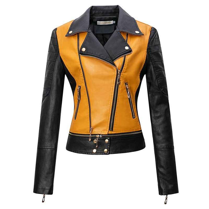 Veste en cuir ultra-courte à col rabattu pour femme 2025 Goddess, coupe ajustée, petite, cool et élégante, manches longues_voghion.com