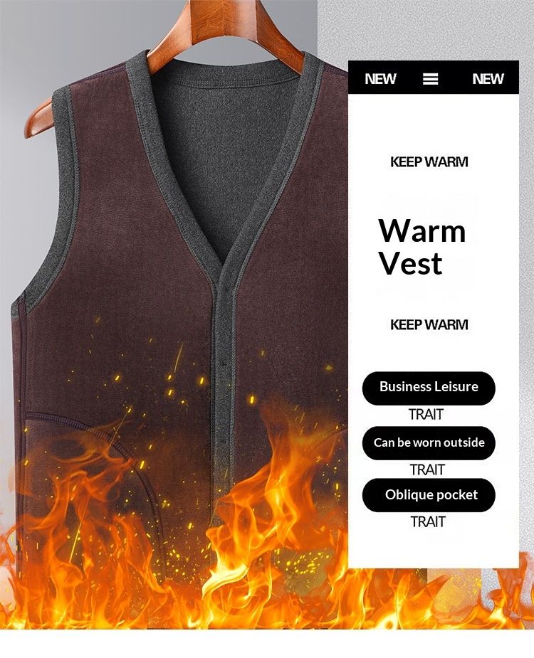 Nordmann Men's Middle-aged And Elderly Thermal Vest Thickened De Velvet Dad's Outfit Cross-border Casual Base Layer Cardigan_voghion.com