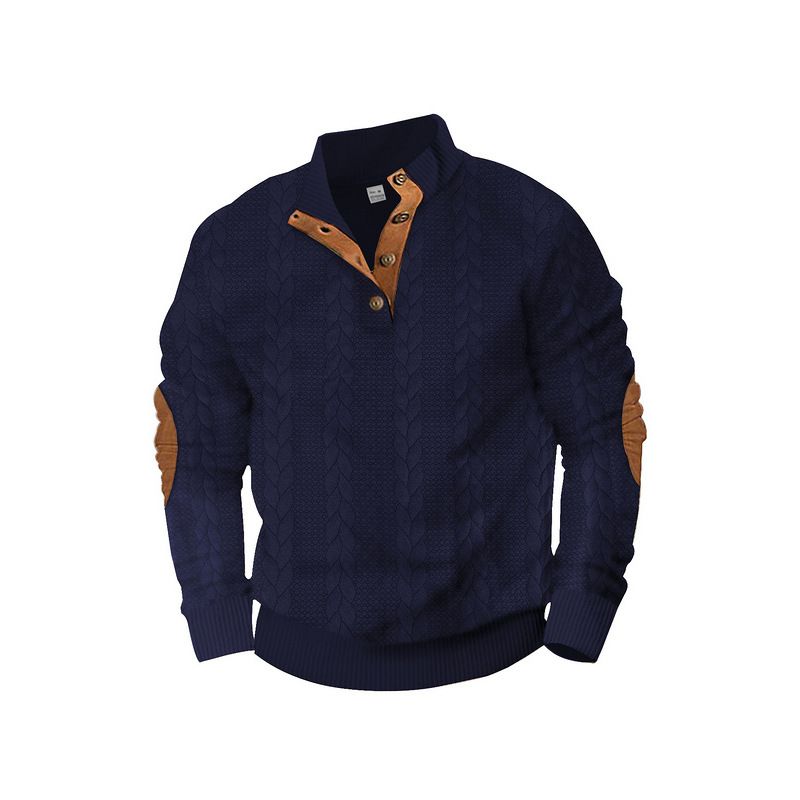 2024 New Jacquard Buttoned Henry Collar Autumn Winter Long Sleeve Patch Embroidered Casual Sweatshirt_voghion.com