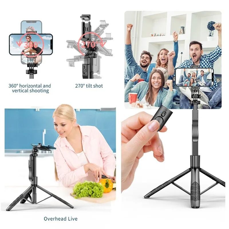 Selbstporträtstange L16 mit doppeltem Fülllicht, Bluetooth-Handstabilisator, ausziehbare Bodenstange, Live-Streaming-Halterung_voghion.com