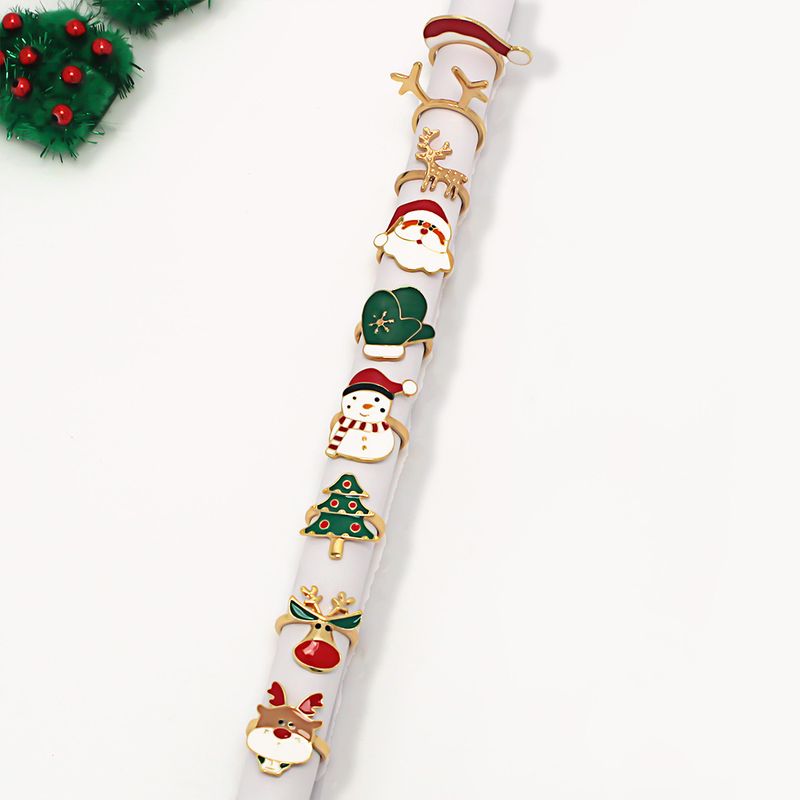 Unisex Simple Childlike Cute Santa Claus Christmas Tree Multi Style Cartoon Ring_voghion.com