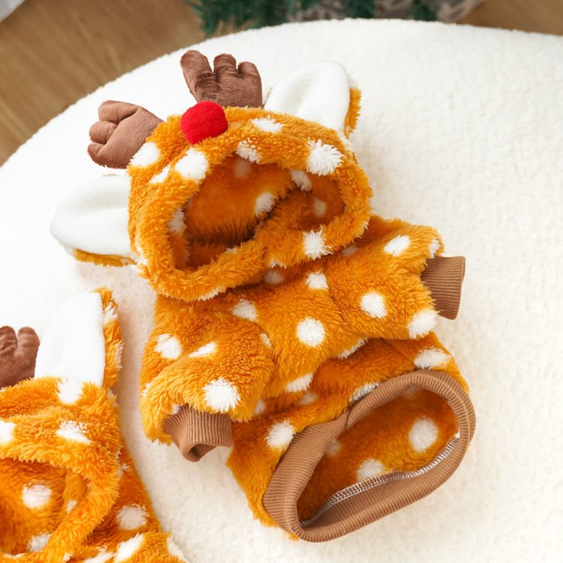 Haustier Hund Katze Weihnachten Halloween Kleidung Elch Kleid Herbst und Winter Plüsch kleine und mittelgroße Hunde als Bären Fadou Corgi verwandeln Kleidung süß_voghion.com