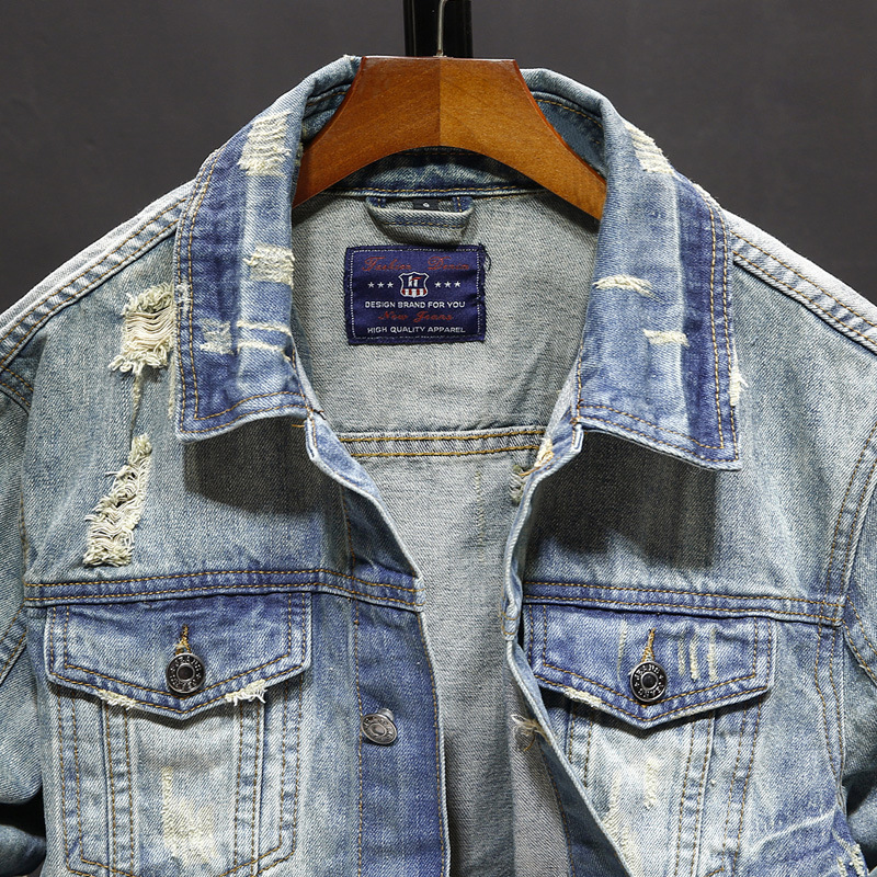 Grenzüberschreitende Jeansjacke für Außenhandel und Freizeitpersönlichkeit Herrenbekleidung Joker Mode schlanke Herren-Jeansjacke_voghion.com